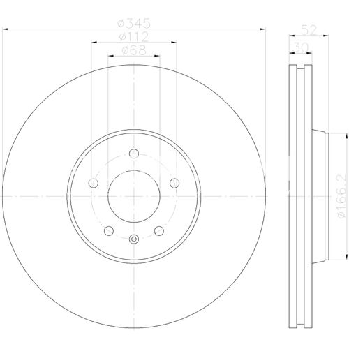 Hella Pagid Front Disc Brake Rotor 4G0615301AF